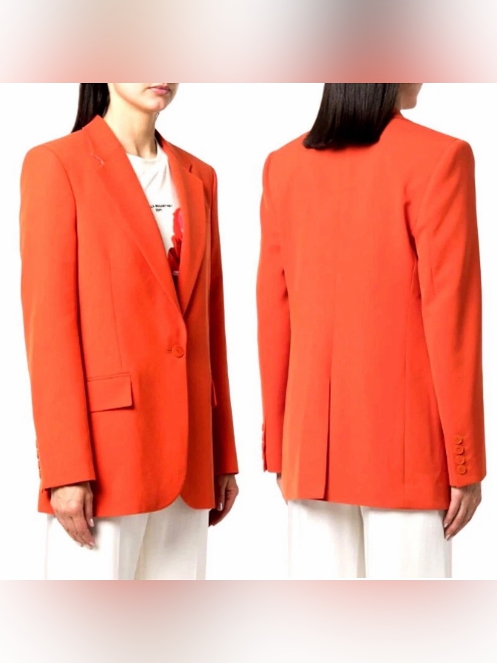 Stella McCartney Burnt Orange Womens Blazer Jacket Single Button